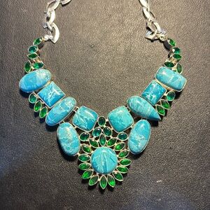 Blue Mosaic Jasper Statement Necklace